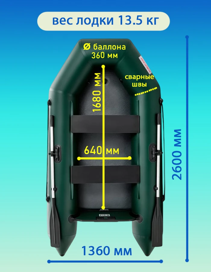 Надувная лодка ПВХ Роджер Стандарт 2600, Airdeck
