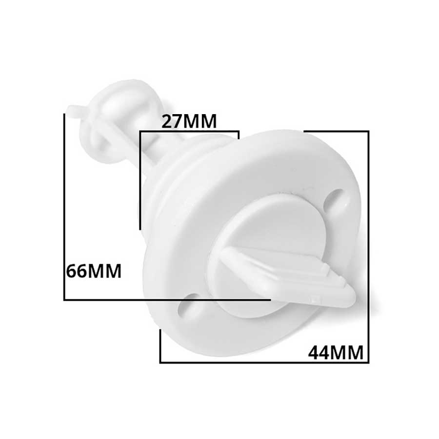 Заглушка дренажная 27 мм с резьбовой пробкой, белый пластик