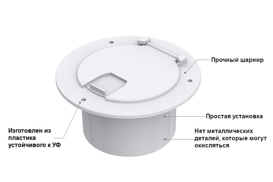 Лючок палубный технологический SEAFLO, 130 мм., белый