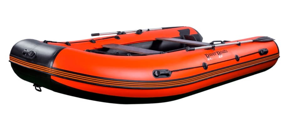 Надувная лодка ПВХ RiverBoats RB 430 (красно-черный, киль, слань)