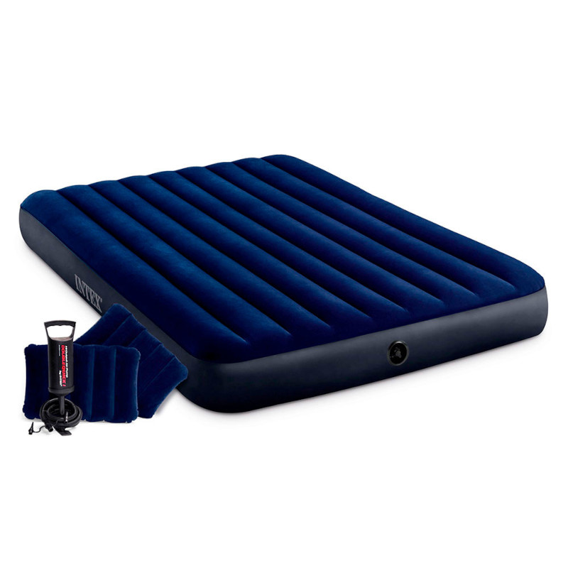 Надувной матрас-кровать Intex, 152x203x25 см. с подушками и насосом