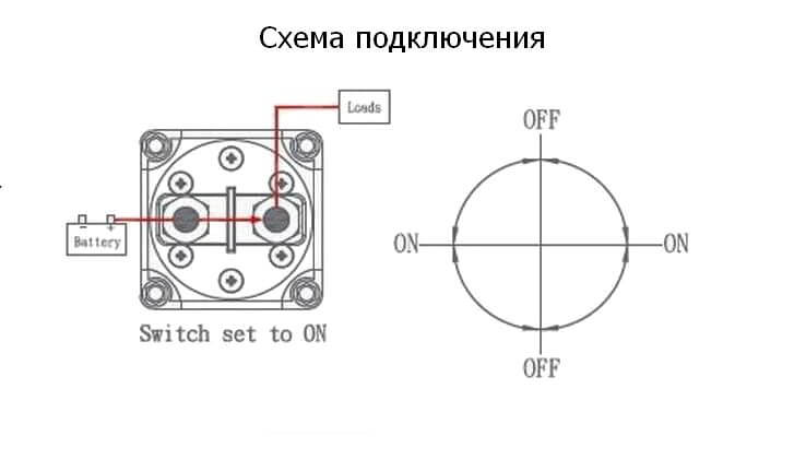 Выключатель массы-ключ OFF-ON, 1 АКБ 300 А 12-48 В