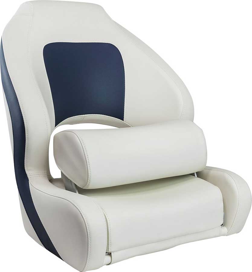Кресло Marine Rocket Delux Sport Flip Up мягкое виниловое с болстером, белый/синий