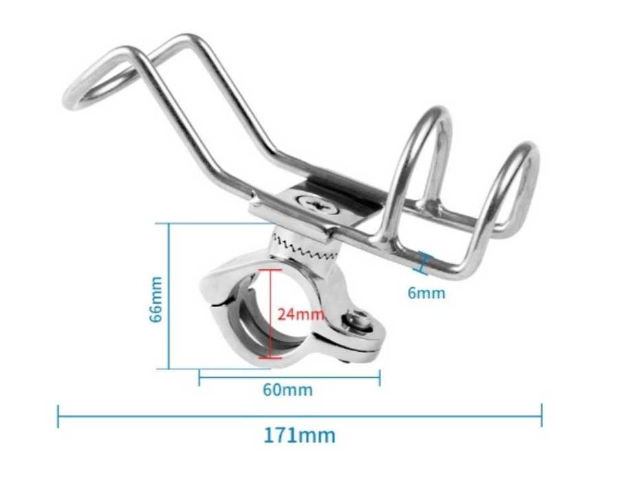 Держатель удилища на леер Ø25 мм, 171х40 мм