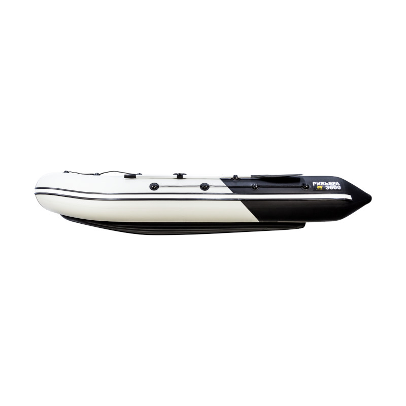 Надувная лодка Ривьера 3600 Килевое надувное дно "Комби" светло-серый/черный