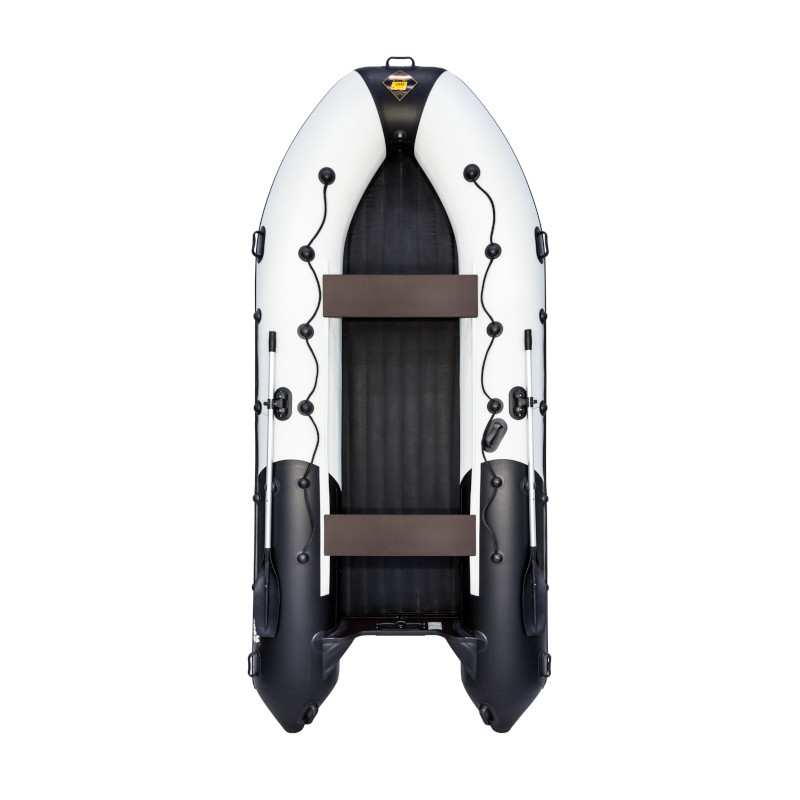 Надувная лодка Ривьера 4000 НДНД ГИДРОЛЫЖА "Комби" светло-серый/черный
