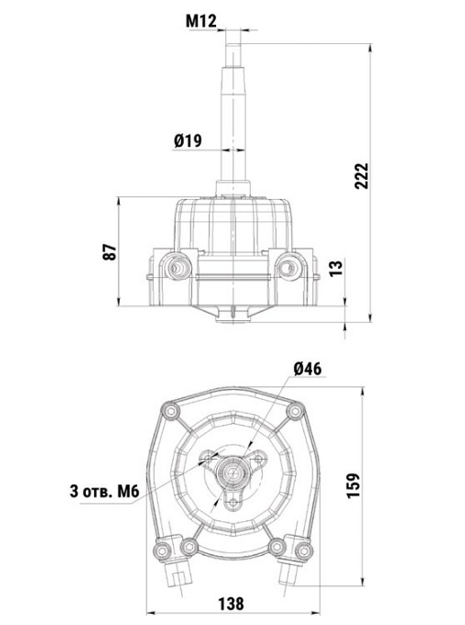 Рулевой редуктор Техномарин MS-66 (аналог G12, T-71FC) для ПЛМ до 115 л.с.