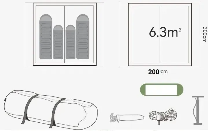 Палатка надувная 2-х местная CW 4060, 310х210х210 см.