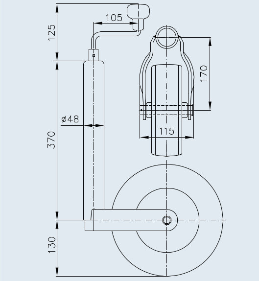 Колесо опорное для прицепа ST 48-260 L, 150 кг., WINTERHOFF, арт. 1860908 (пневмошина)