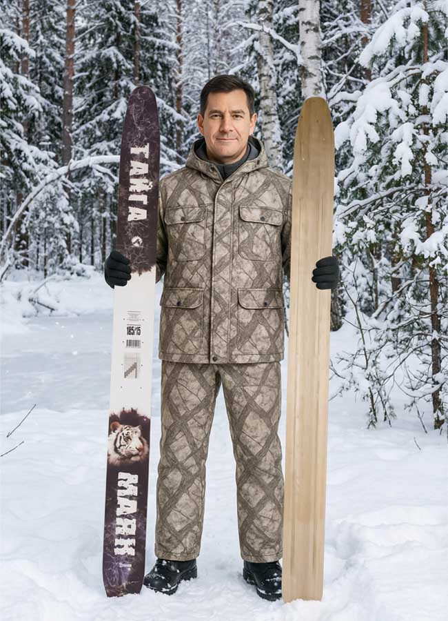 Лыжи охотничьи Тайга деревянные 185х15 см с креплением Вятка (Маяк)