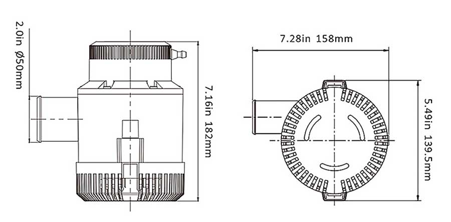 Помпа осушительная SeaFlo 4700 GPH (296 л/мин), 24 В, SFBP2-G4700-01