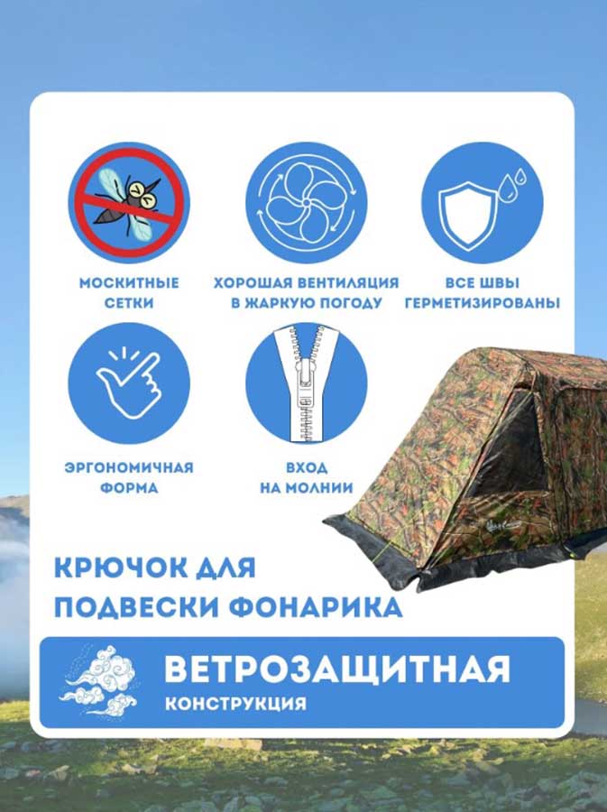 Палатка шатер 4-х местная MС ART1038-4, 480х250х200 см