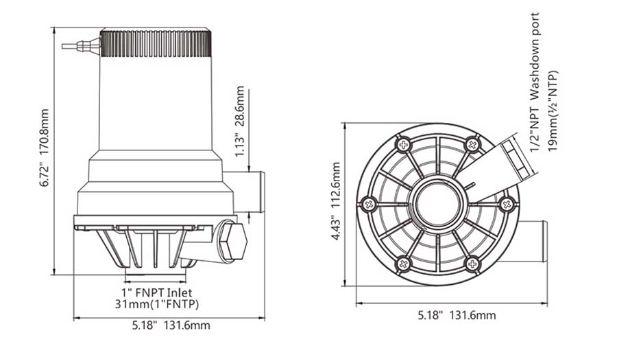 Помпа аэратор SeaFlo 12 В, 1600 GPH (6057 л/час), SFBP1-G1600-01A