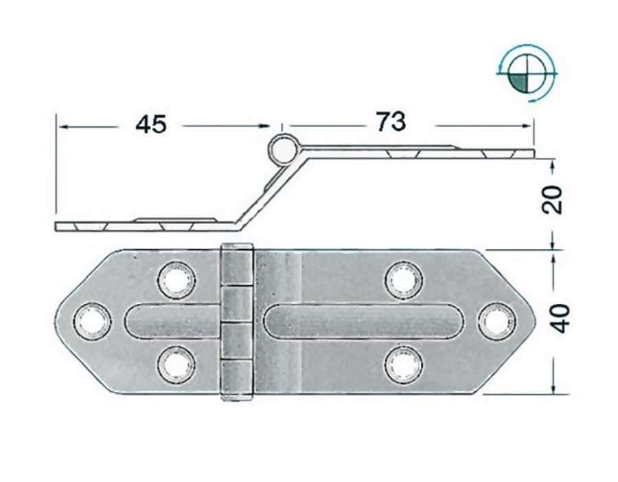 Петля универсальная 118x40 мм, нержавеющая
