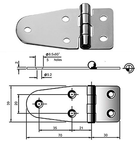 Петля 100х39 мм., нержавеющая (арт. 10247490)