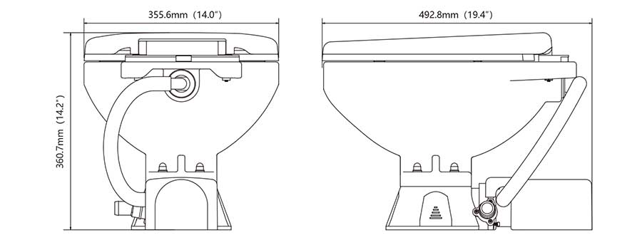 Электрический корабельный унитаз SeaFlo Regular 12В с насосом-измельчителем