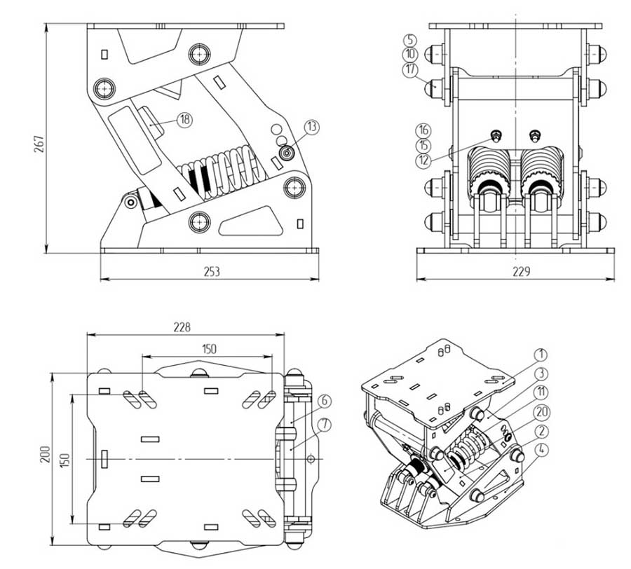 Амортизационная стойка Практик ONE, 267 мм, алюминий