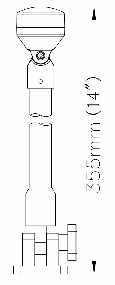 Топовый огонь на стойке 35.5 см., складывающийся, 12 В, LED