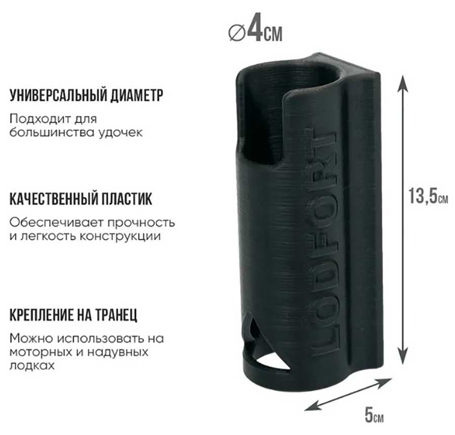 Держатель удочки для лодки LODFORT на транец, черный