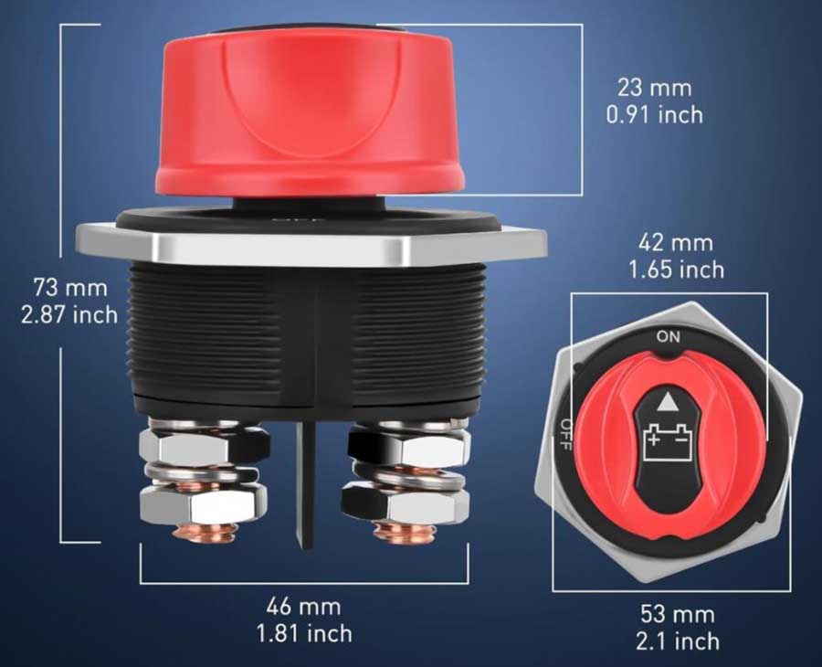 Выключатель массы со съемной рукояткой OFF-ON, 1 АКБ 300 А