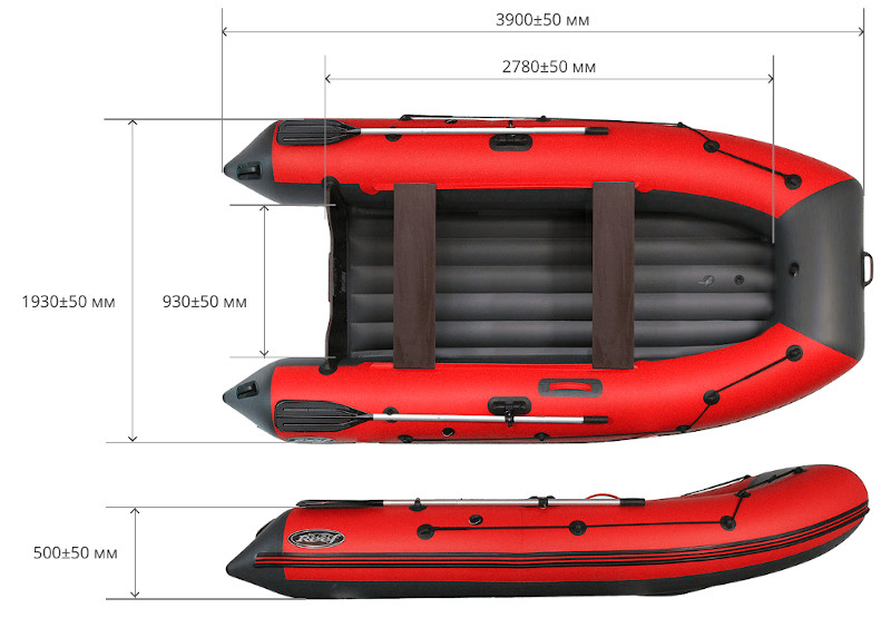 Надувная лодка ПВХ Риф 390 НД (надувное дно)