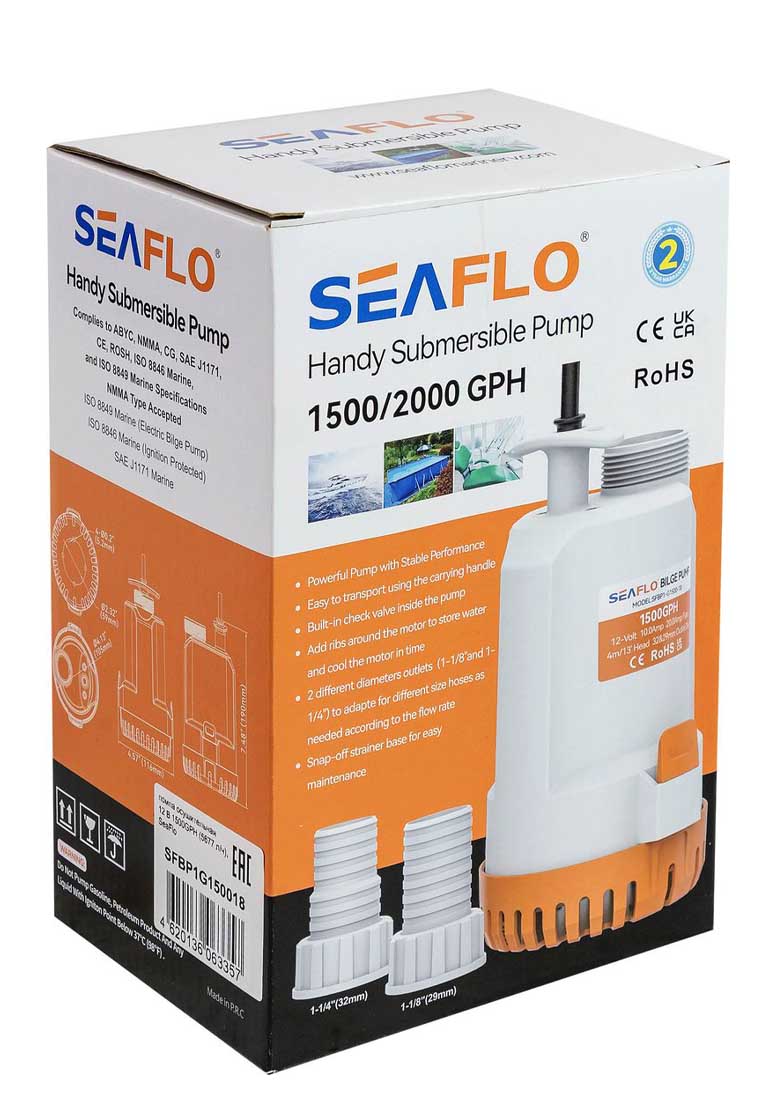 Помпа осушительная SeaFlo SFBP1G150018, 1500 GPH, 95 л/мин, 12В