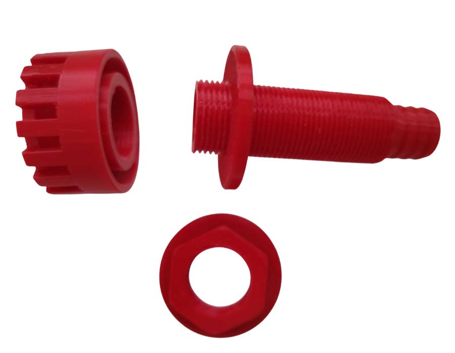 Штуцер забортной воды с фильтром, под шланг Ø19 мм, пластик