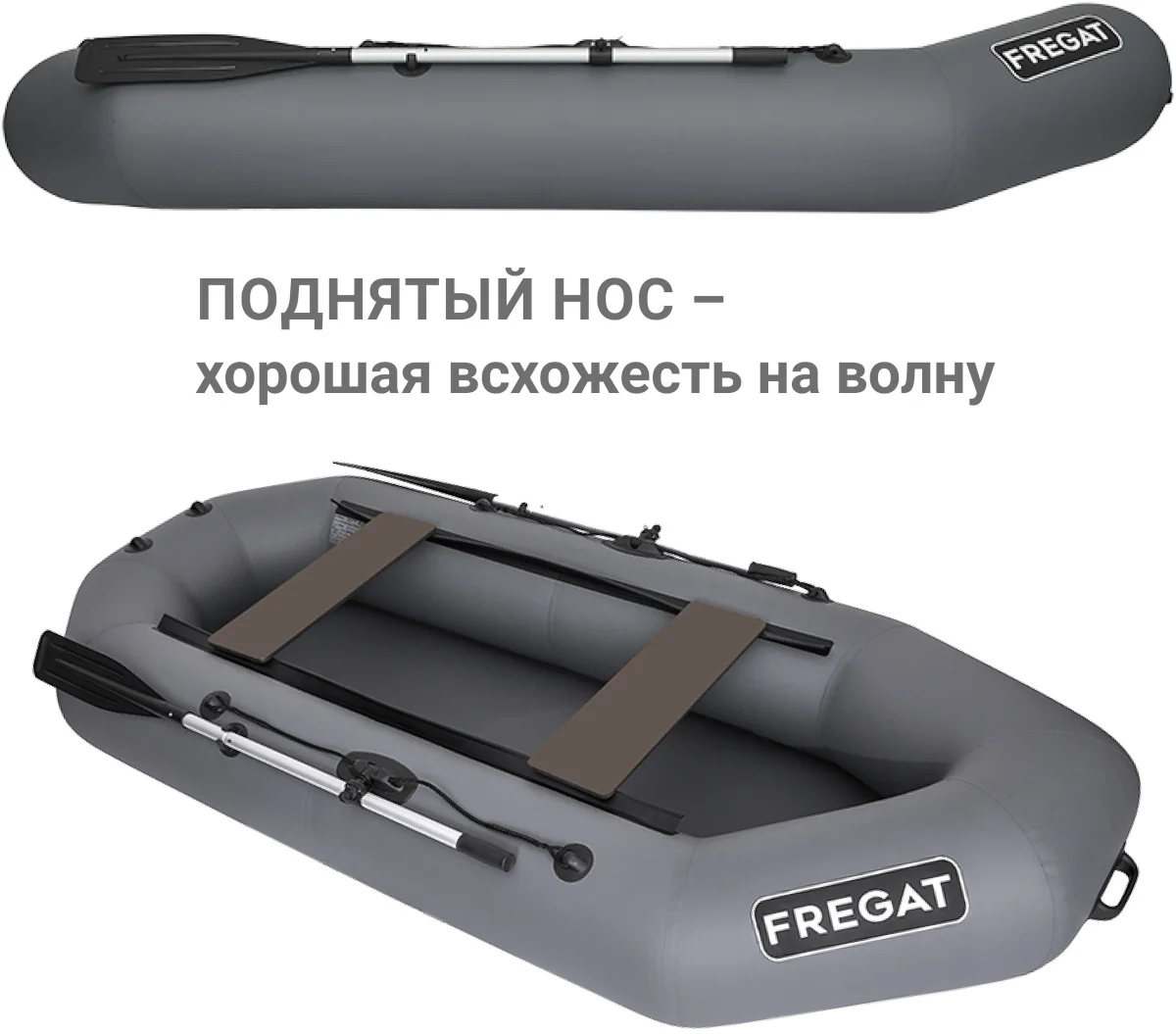 Надувная лодка ПВХ Фрегат М-3 Оптима, серый
