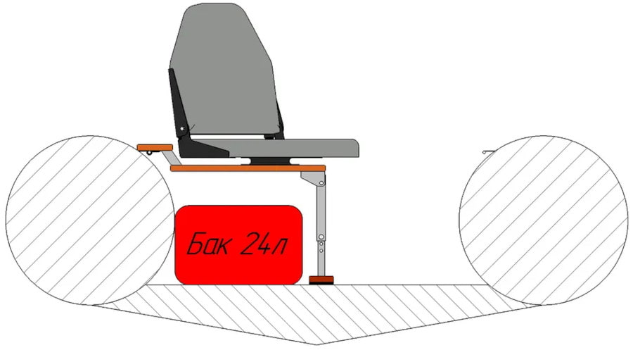 Кресло c формованным ППУ в комплекте с опорой с занижением 60 мм.