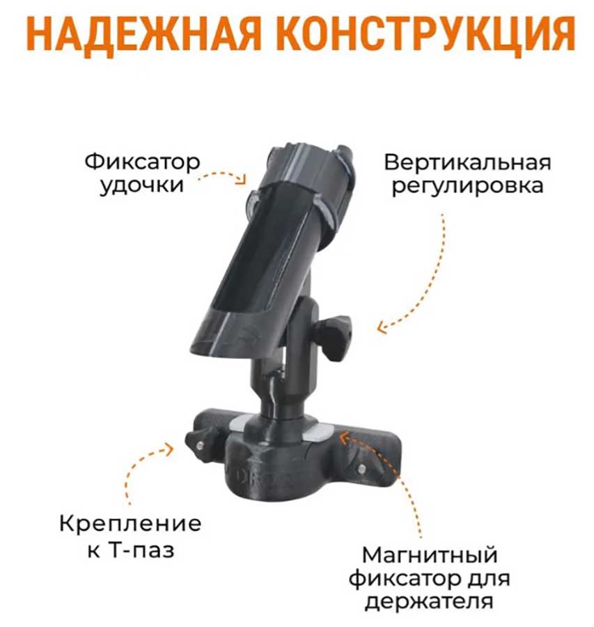 Держатель удочки LODFORT регулируемый на Т-паз, черный