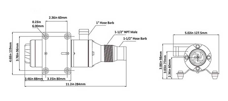 Помпа туалетная SeaFlo с мацератором 45 л/мин, 24 В