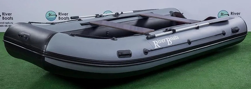 Надувная лодка ПВХ RiverBoats RB 370 НДНД (серо-черный)