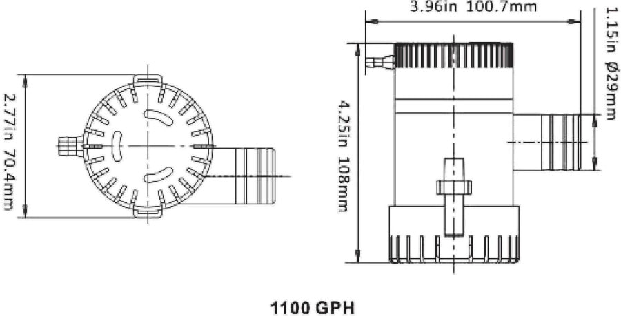 Помпа осушительная SeaFlo 1100 GPH (4163,5 л/ч), 12 В, арт. SFBP1G110001