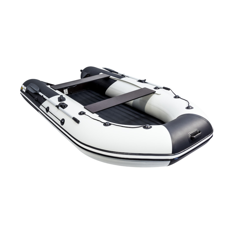 Надувная лодка Ривьера 3600 Килевое надувное дно "Комби" светло-серый/черный