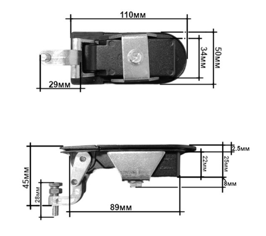 Фиксатор кнопочный врезной с замком SUNFINE 110x50x45мм., черный