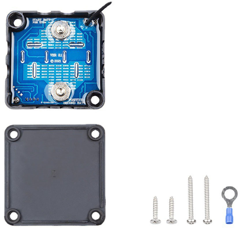 Батарейный изолятор 2-х АКБ, 12В/140А с цифровым вольтметром (сине-черный)