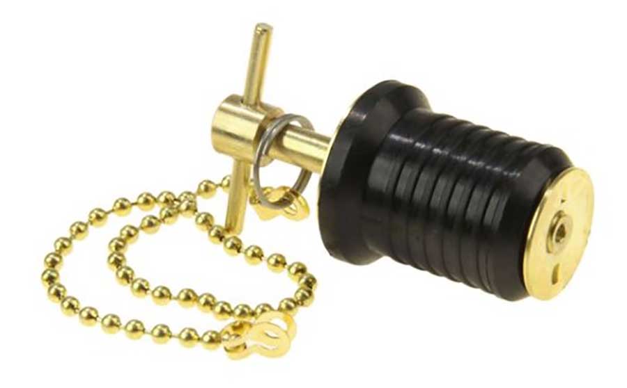 Пробка сливная T-образная с цепочкой Ø22–25 мм, латунь