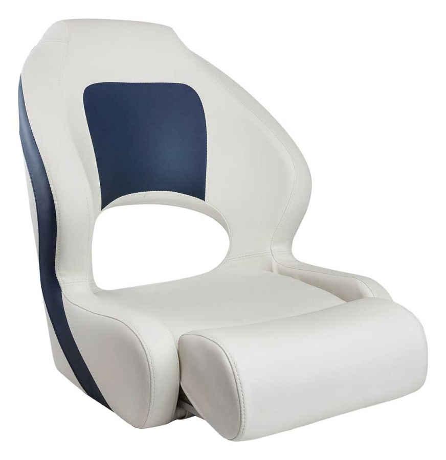 Кресло Marine Rocket Delux Sport Flip Up мягкое виниловое с болстером, белый/синий