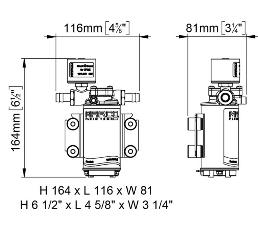 Помпа водоподающая шестеренчатая Marco UP2/E, 10 л/мин, 12/24 В