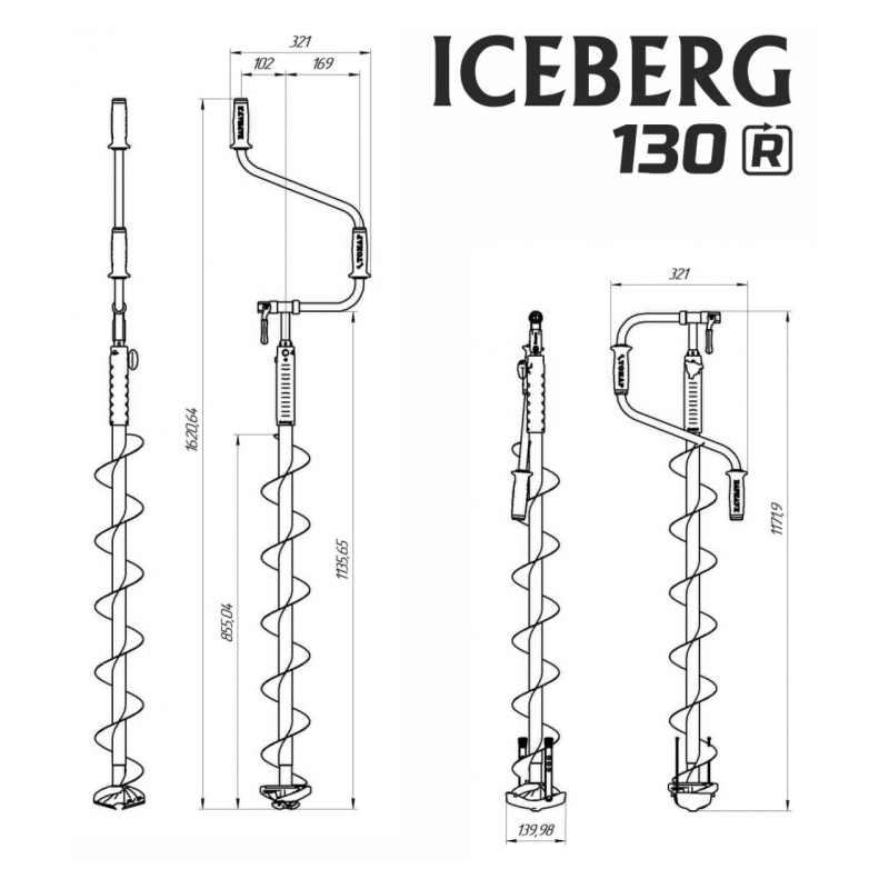 Ледобур Айсберг - Евро 130(R) v3.0 (правое вращение), 130 мм.