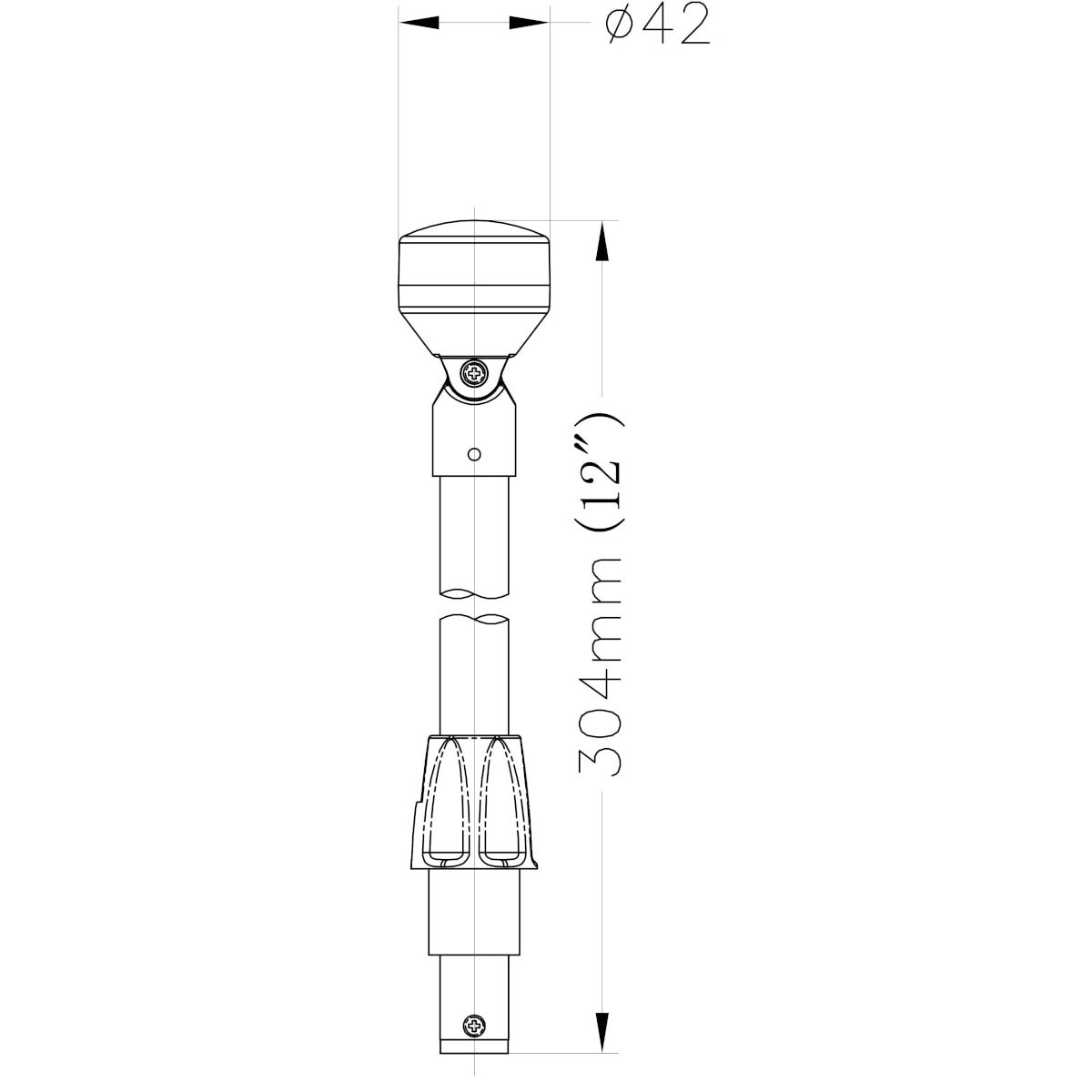 Топовый огонь на стойке 30.4 см., 12 В, LED