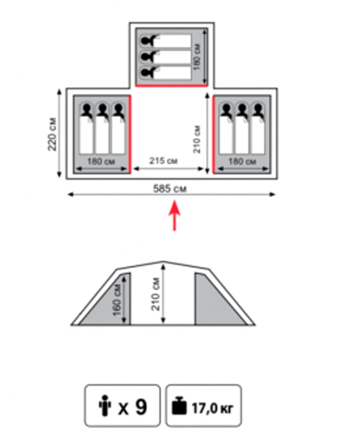 Палатка кемпинговая девятиместная Tramp Brest 9 V2