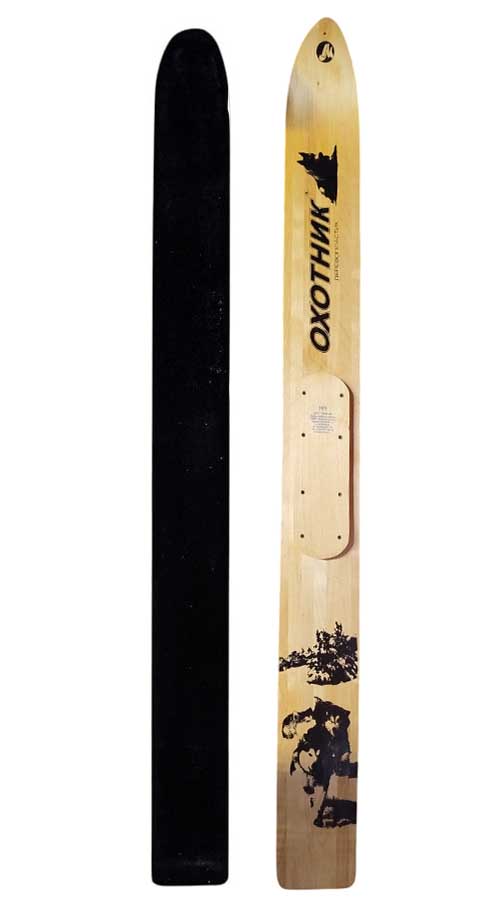 Лыжи охотничьи Охотник дерево-пластик 165х15 см + накладки (уцененные) 1 шт.