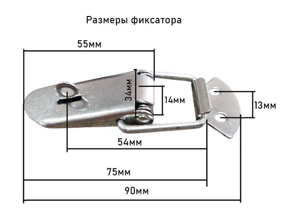 Замок защелка SUNFINE 75х34 с ушком для замка, нержавеющая сталь, SF31183-2