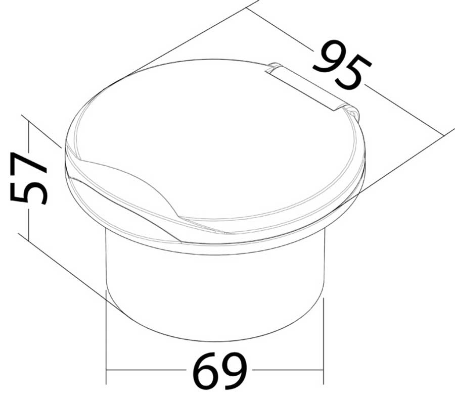Короб Osculati с быстроразъемным штуцером, круглый, белый