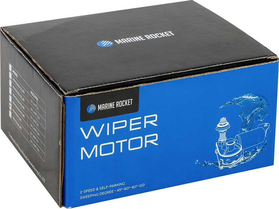 Электропривод стеклоочистителя Marine Rocket 12В, усиленный, двухскоростной, с авто-возвратом, ось 2" 