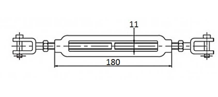 Талреп со стопорным болтом М8, нержавеющая сталь