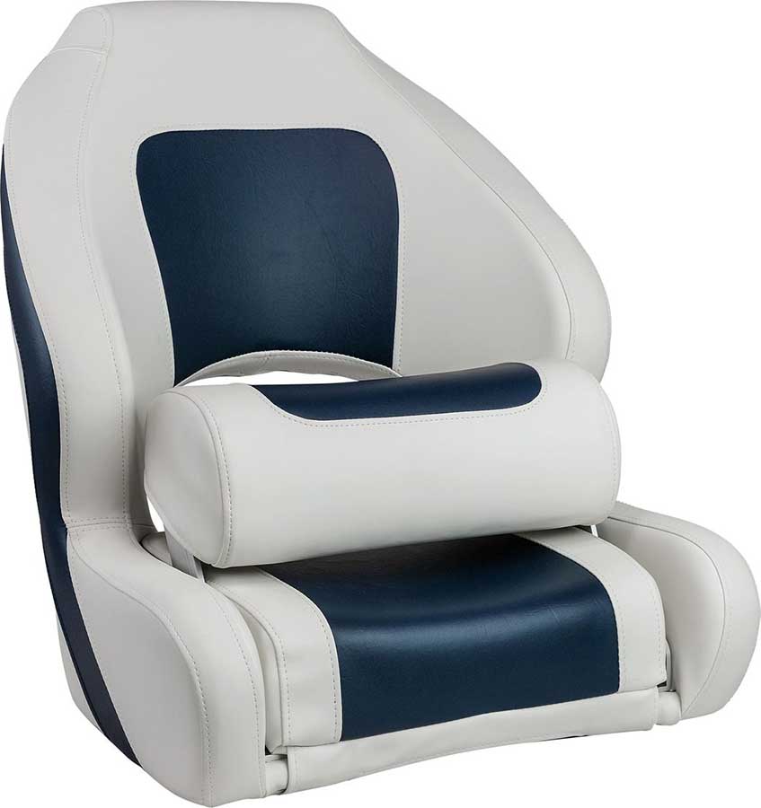 Кресло Delux Sport Flip Up мягкое виниловое с болстером, белый/синий