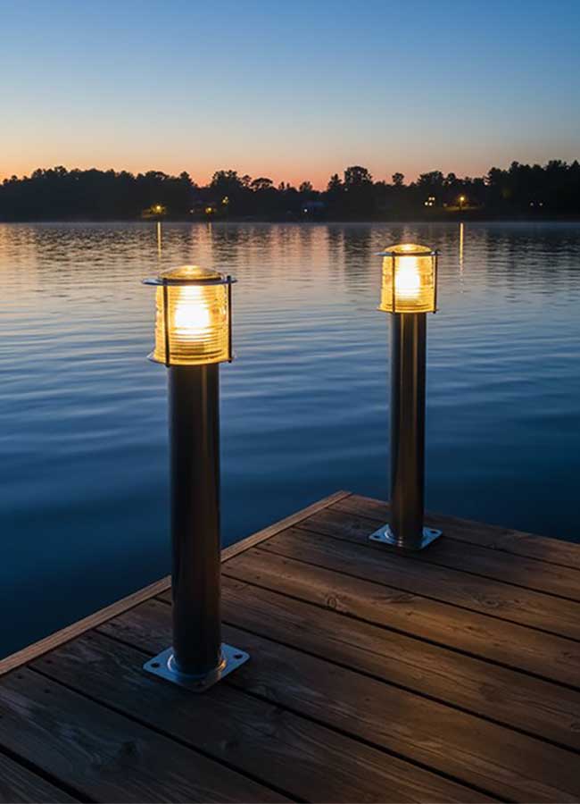 Осветительная причальная колонка LED, 220В, высота 80 см, нержавеющая сталь