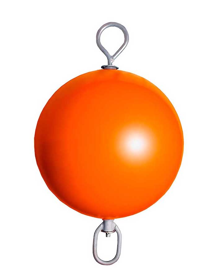 Буй надувной с вертлюгом и рымом Majoni 750х400 мм, оранжевый